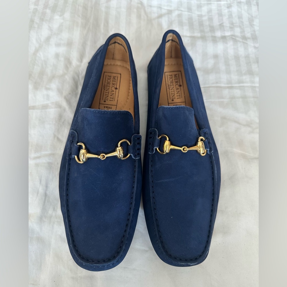 Mercanti Fiorentini Navy Nubuck Leather Loafer - Picture 1 of 4